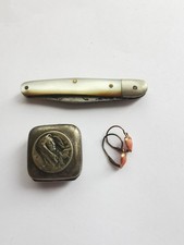 Konvolut Sammlung Antik * Ohrringe Koralle 585 Punze * Dose Silber Marienfigur