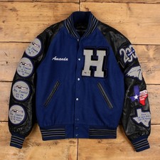 Vintage Texas Chenille Varsity Jacke S Bomber Leder Letterman Blau