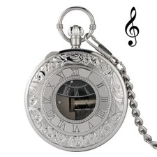 Römische Zahl Taschenuhr mit Spieluhr Farbe Silber