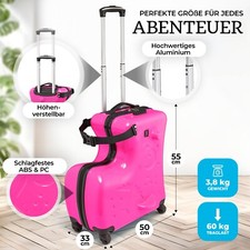 Quana Kinderkoffer inkl. Zahlenschloss Trolley zum Draufsitzen Reisegepäck