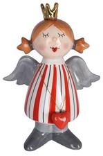 Engel Figur Porzellan Schutzengel Skulptur Mädchen mit Krone Glücksbringer