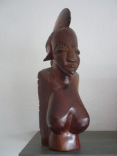 BÜSTE Mädchen Afrika HANDARBEIT Massiv Holz Skulptur Frau 37,0 cm Erotik Figur