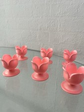 6 Vintage Eierbecher Blume . rosa DGBM, 50/60er Jahre