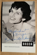 INGE BRANDENBURG - AUTOGRAMMKARTE mit ORIGINAL AUTOGRAMM - ca. 14 x 9 cm