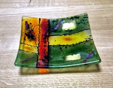 Bunte Fusing-Glasschale – handgefertigt, 17 x 17 x 3 cm