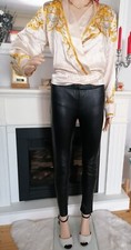 Hallhuber Sexy Leder Hose Leggings Skinny Echtleder Stretch Schwarz Gr.XS Klasse