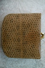 Elegante Geldbörse: Exotisches Leder  braun-beige  Clipverschluss: gold