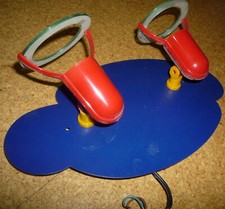 Deckenlampe Lampe Leuchte stilisierte blaue Wolke, 2 rote Strahler