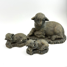 3er Set Schaf Figuren|Beton-Optik | Wetterfest | Garten Deko | Vintage Bauernhof