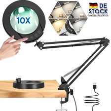 10X Lupe mit 5 Farbmodi Licht Desktop Stand Leselupe Vergrößerung Arbeitslupe DE