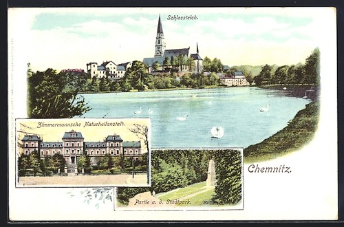 Chemnitz schlossteich mit - ak,