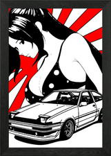 Anime Girl und AE86 Gerahmtes