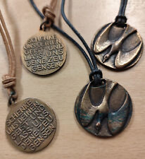 2er Set Amulette Friedenstaube 2 Ketten Lederrband Kupfer/ Messing massiv Glaube