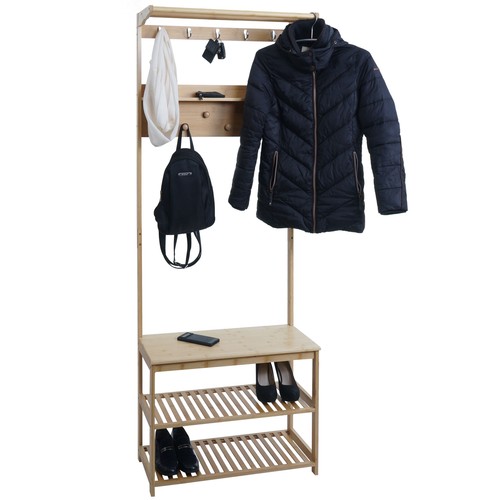 Bambus standgarderobe hwc n82 - bambus, hwc-n82