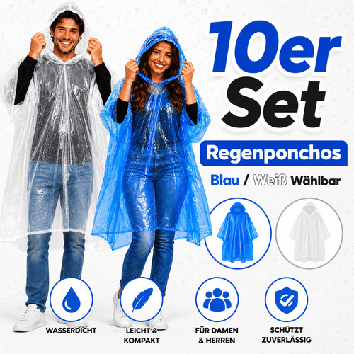 10er set regenponcho notfall - set,
