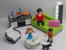 Familie im Wohnzimmer Licht Zubehör + Möbel Wohnen Einrichtung Figur Playmobil