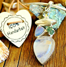 Extrem Groß Abstrakt Design 925er Silber Kettenanhänger Boulder Opal Apatit Roh