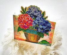 "Edle Blumen", Aufstellkarte mit edler Strass Malerei  & Umschlag.