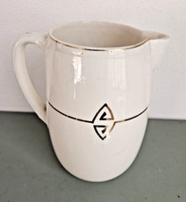 Antiker Krug Waschkrug aus Keramik Porzellan mit Goldrand "Georg." Jugendstil