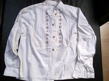 Alpen- Trachtenbluse  weiß  Größe 40 - mit Häkel-Spitze, Stehkragen u. Stickerei