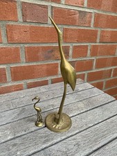 Messing Skulptur Vogel Reiher Kranich 30cm Figur  60er 70er Jahre Vintage