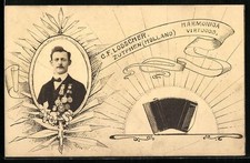 AK Zutphen, Harmonika-Virtuose C. F. Losscher, Portrait, Knopfakkordeon 1918 