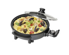 Clatronic PP3401 Partypfanne Ø32cm mit Glasdeckel | Antihaft | 1500W | Temperatu