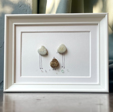 Stein Bild Familie Keramik Vögel Eltern Kind Seeglas Geschenk zur Geburt