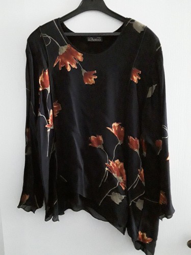 Bluse schwarz blumig - , 44/46
