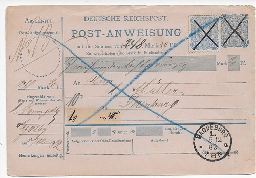 1882 post anweisung - dr, post-anweisung