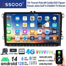 DAB+ 6+128G Android14 Carplay Autoradio GPS Für VW GOLF 5 6 Touran Caddy Polo 4G