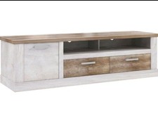 FORTE DURO TV-Unterschrank (1 Tür + 2 Schubladen) in Pinie-Weiß/Antikeiche