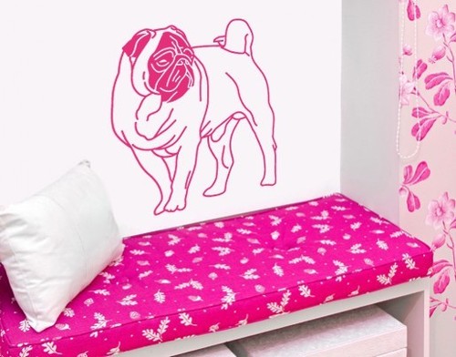 Wandtattoo stehender mops hund - wandtattoo,