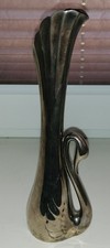 Schwan Vase, H 17,5 cm, Metall