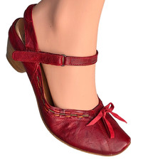 Think AIDA Sling-Pumps Gr. 38 rot Schleife Leder Wechsel-Fußbett Sling-Sabot