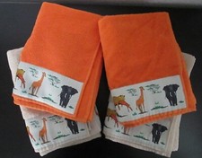 Duschtuch+Handtuch, 4er-Set, orange/beige, Wild-Africa *neu*