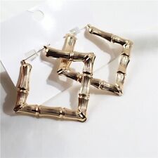 Große goldfarbene quadratische Bambus Creolen