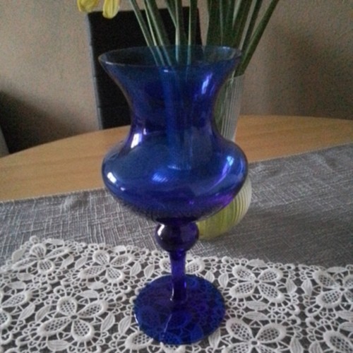 Vintage deko vase glas blau - vintage,