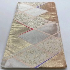 6031# Japanischer Vintage Fukuro Obi Gürtel Kimono Stoff Seide Traditionell...