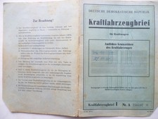 DDR Kraftfahrzeugbrief Trabant
