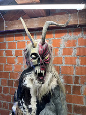 Krampus Perchten Holzmaske mit