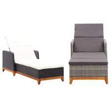 Sonnenliege Balkonliege Campingliege Liege Poly Rattan und Massivholz Akazie