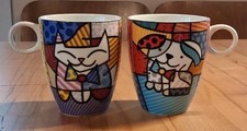 2 Goebel Kaffeebecher Romero Britto 2010 Katze Sammy Hund Ginger 0,4l selten top