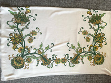 Vintage Retro Tischdecke ca. 120x144cm creme grüne Blumen