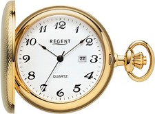Regent Quarz Taschen Uhr P740 Handaufzug Set 2tlg. inkl. Kette goldfarben 50 mm