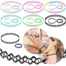 Damen Halskette Ring Armband Sets Tattoo Kette Henna Choker Elastisch Schmuckset