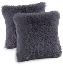 2er Set Flokati Kissenhülle Kissenbezug im Cashmer Touch Fleece Couchkissen