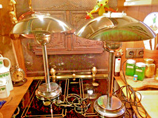 Art Deco  Stil 2 Chrom Vintage Tischleuchten,Paar verchromt, 1990er