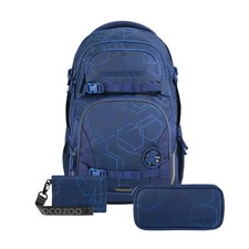 coocazoo Rucksack-Set PORTER Blue Motion 3-tlg Schulrucksack Schultasche Blau