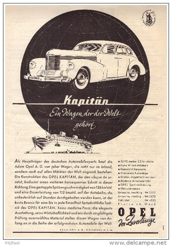 Original werbung 1938 - werbung, opel